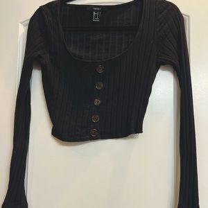 ribbed button crop top